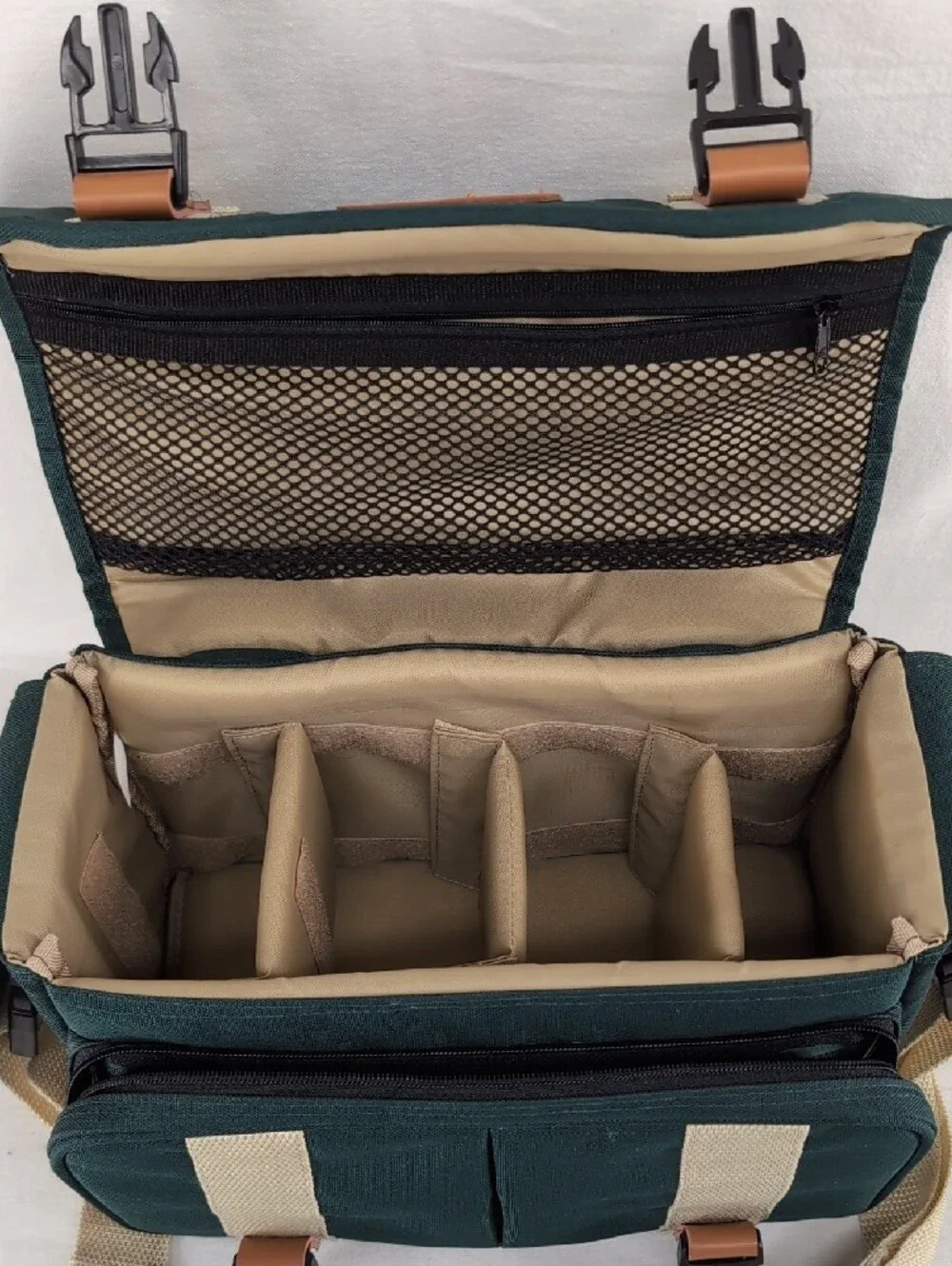 Canon Green Canvas Messenger Bag with Cream Straps